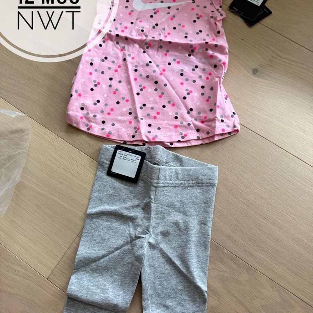 New Nike set pink gray baby girls. Size 12 mos.